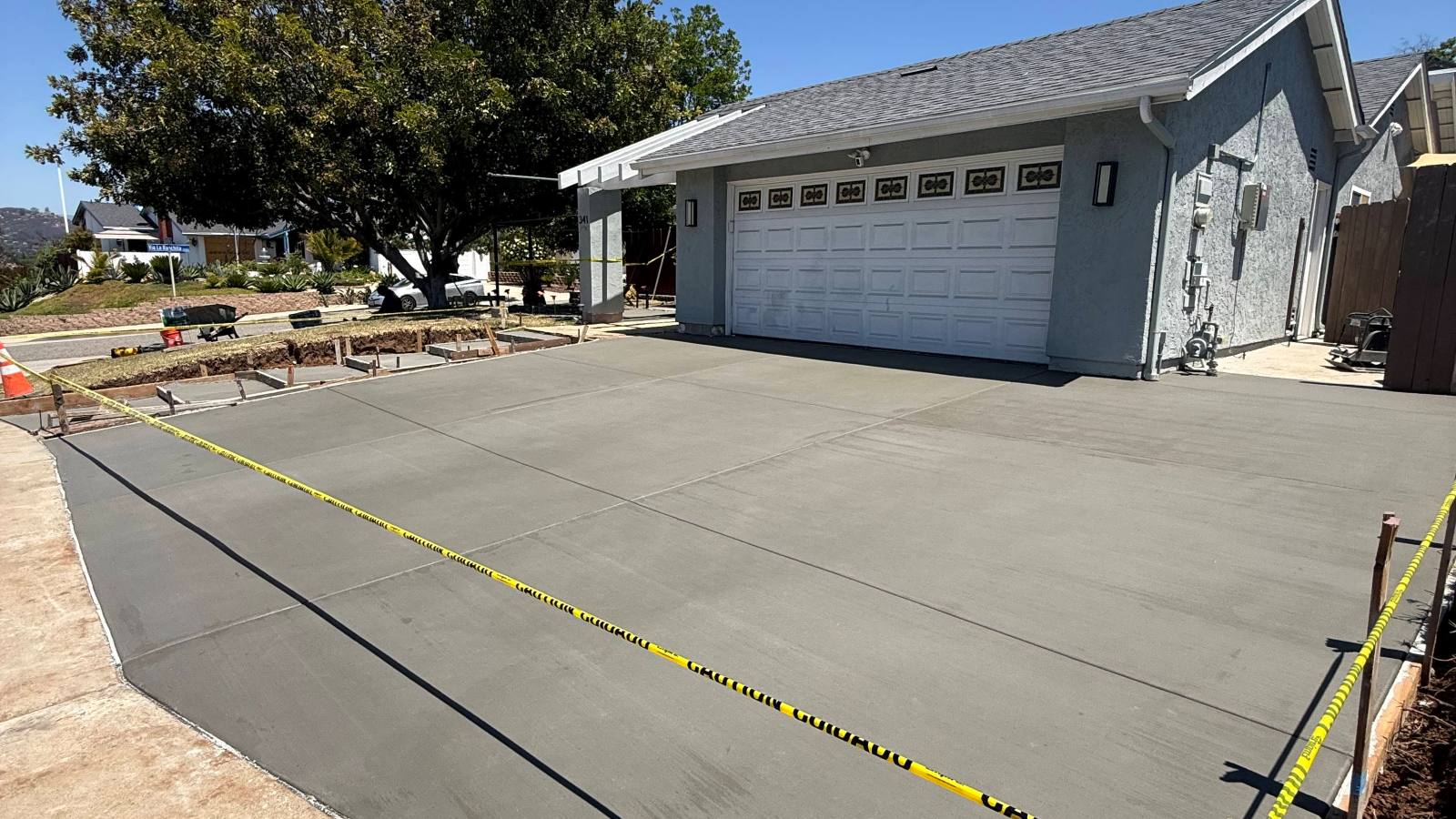 Newly poured concrete driveway, San Marcos