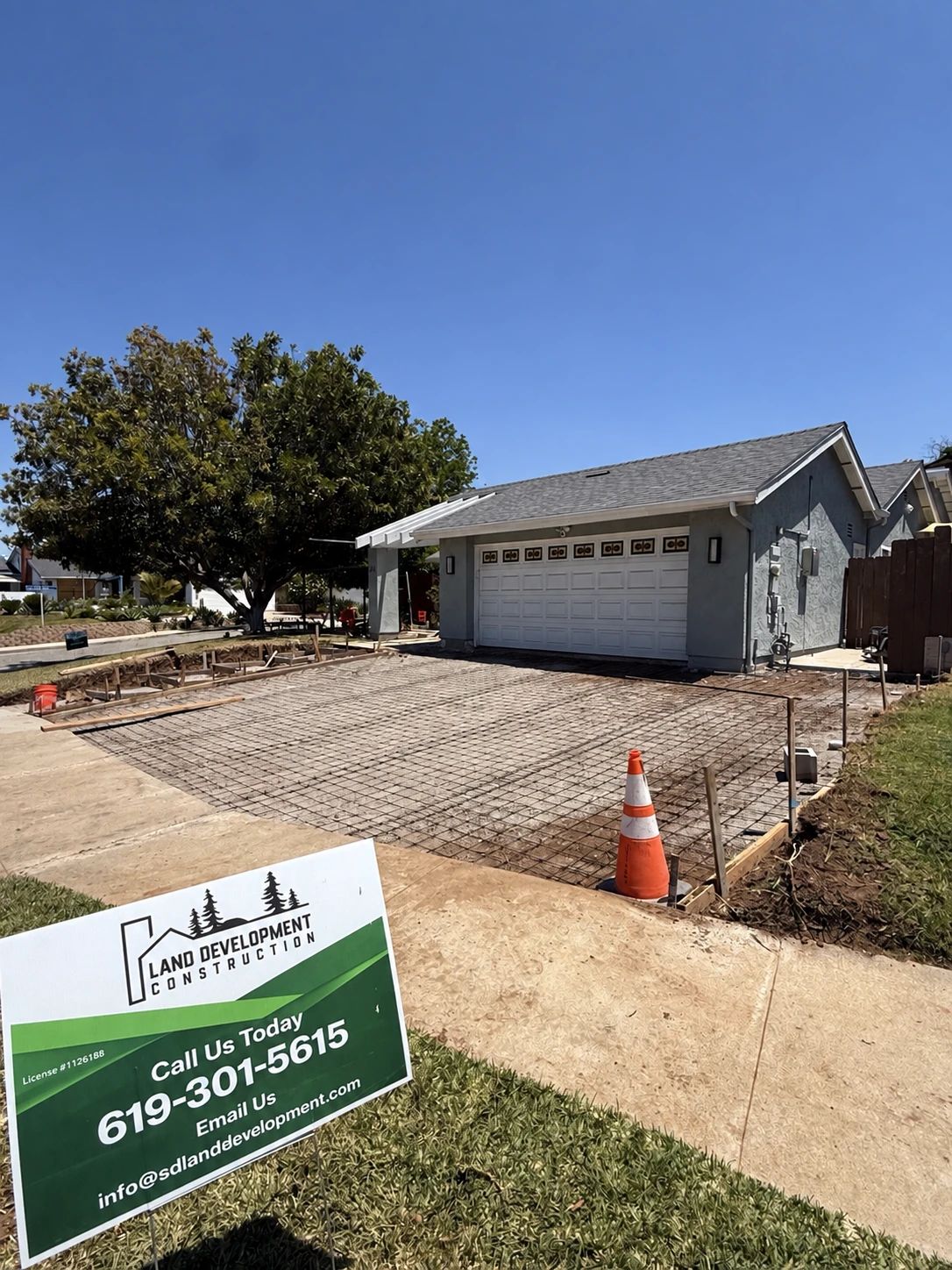 Reinforced driveway preparation and newly formed entry-step structure in San Marcos, CA
