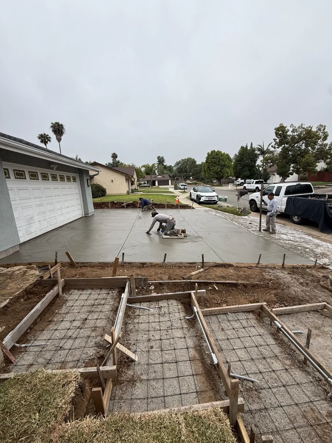 Widened driveway and formed entry steps before quartzite installation in San Marcos, CA