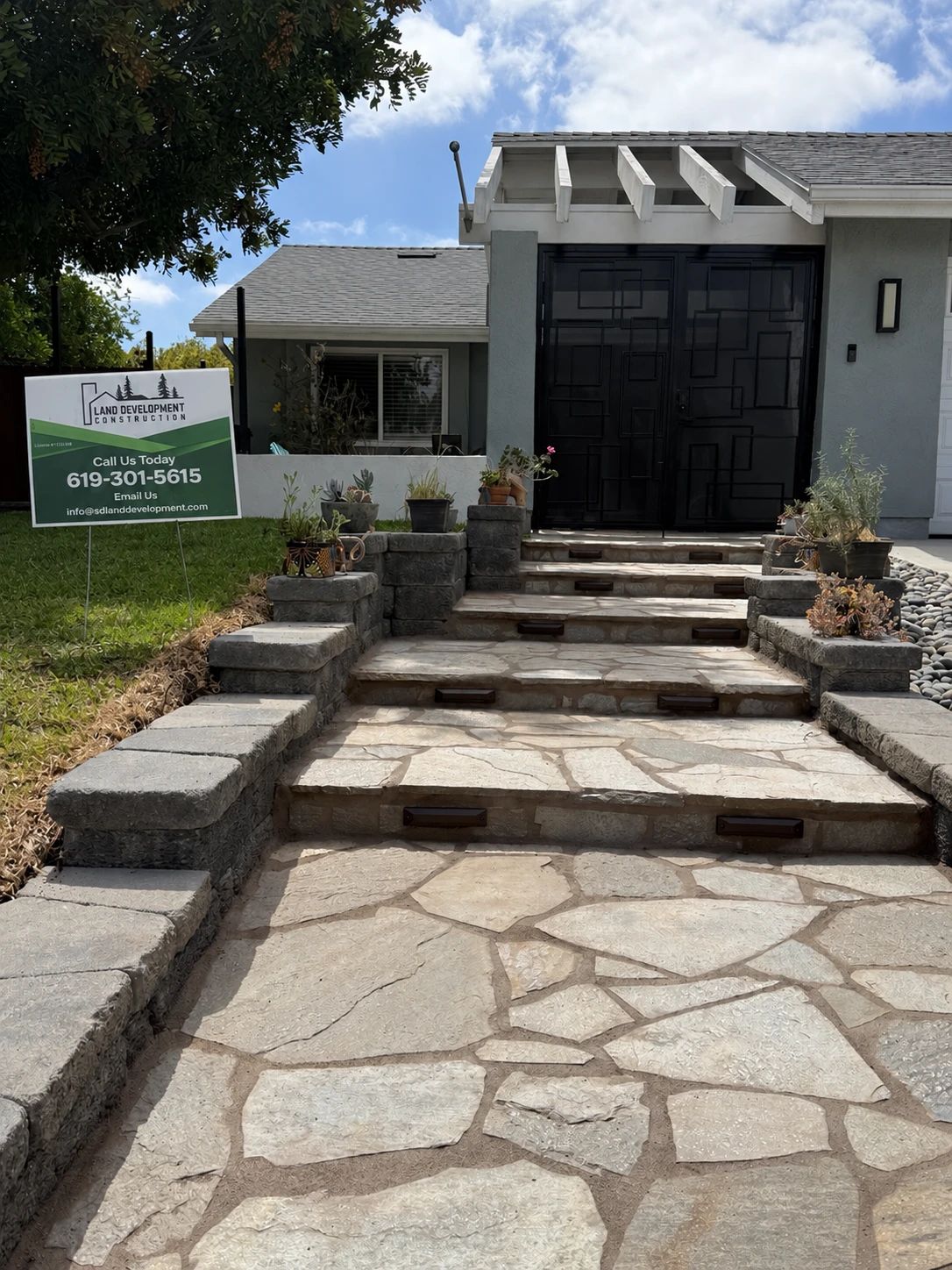Finished natural stone entry detail