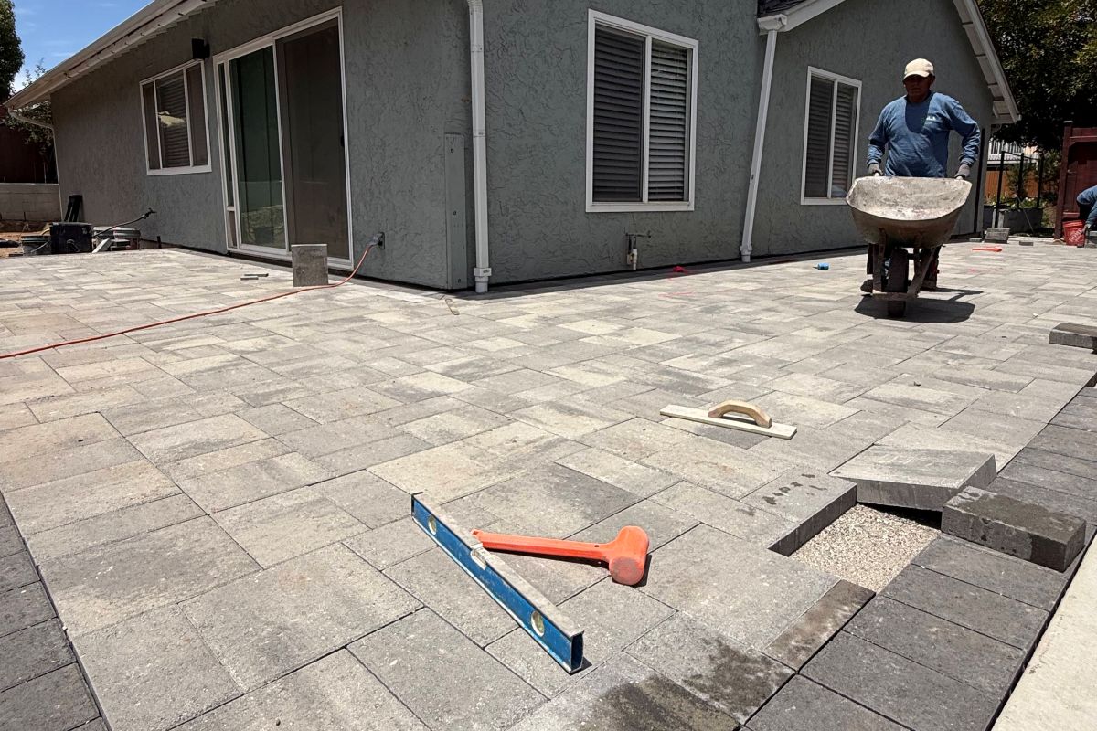 Paver patio with a contrasting border, San Marcos