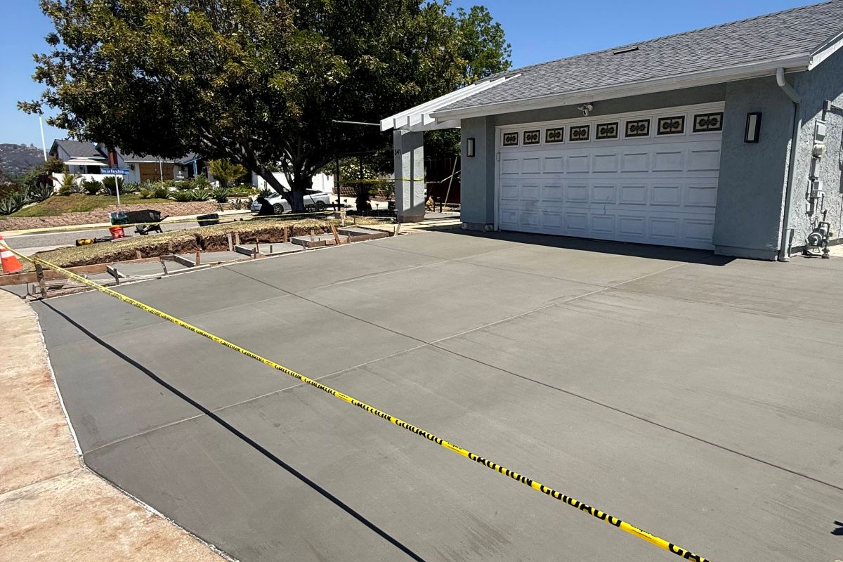 Newly poured concrete driveway, San Marcos